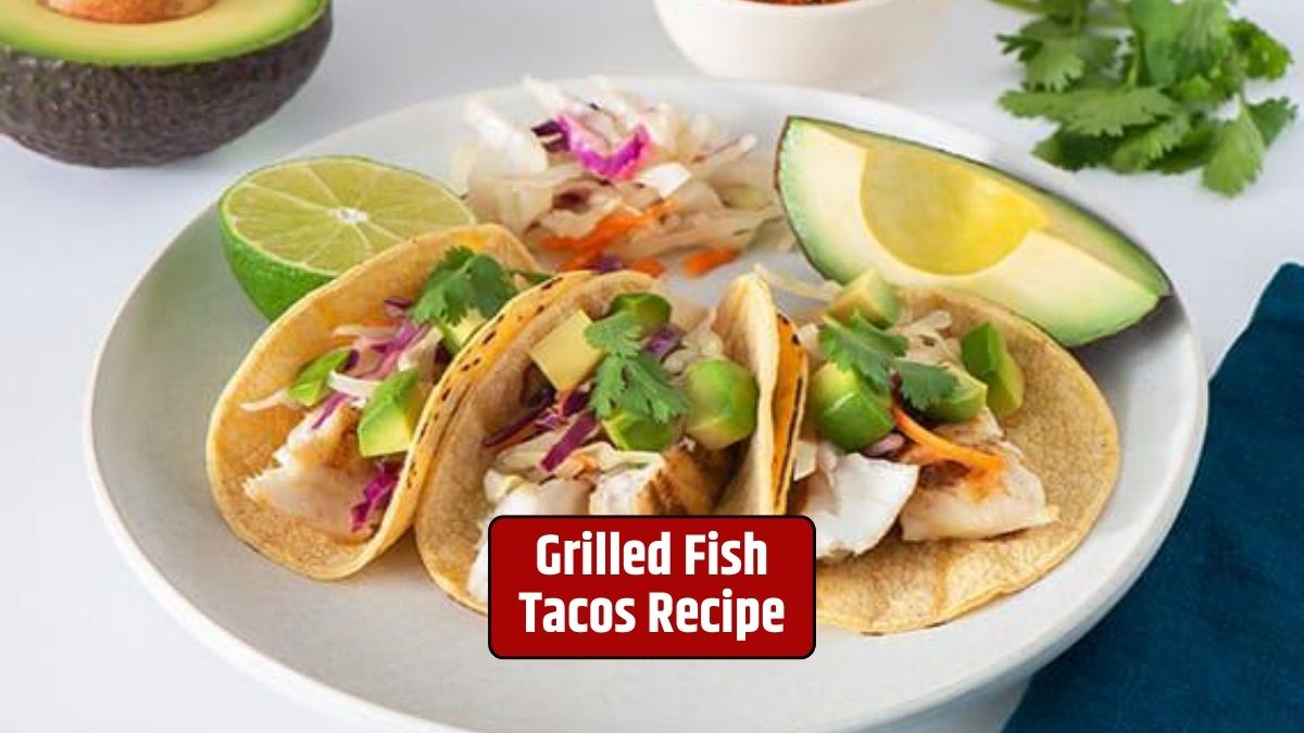 Grilled Fish Tacos Recipe, Fish Tacos, Taco Seasoning, Fresh Ingredients, Creamy Sauce, Mexican Cuisine,