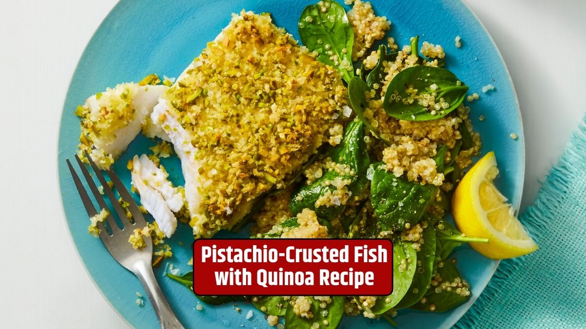 Pistachio-Crusted Fish, Quinoa Recipe, Healthy Meal, White Fish, Cooking, Fresh Herbs, Lemon Zest,