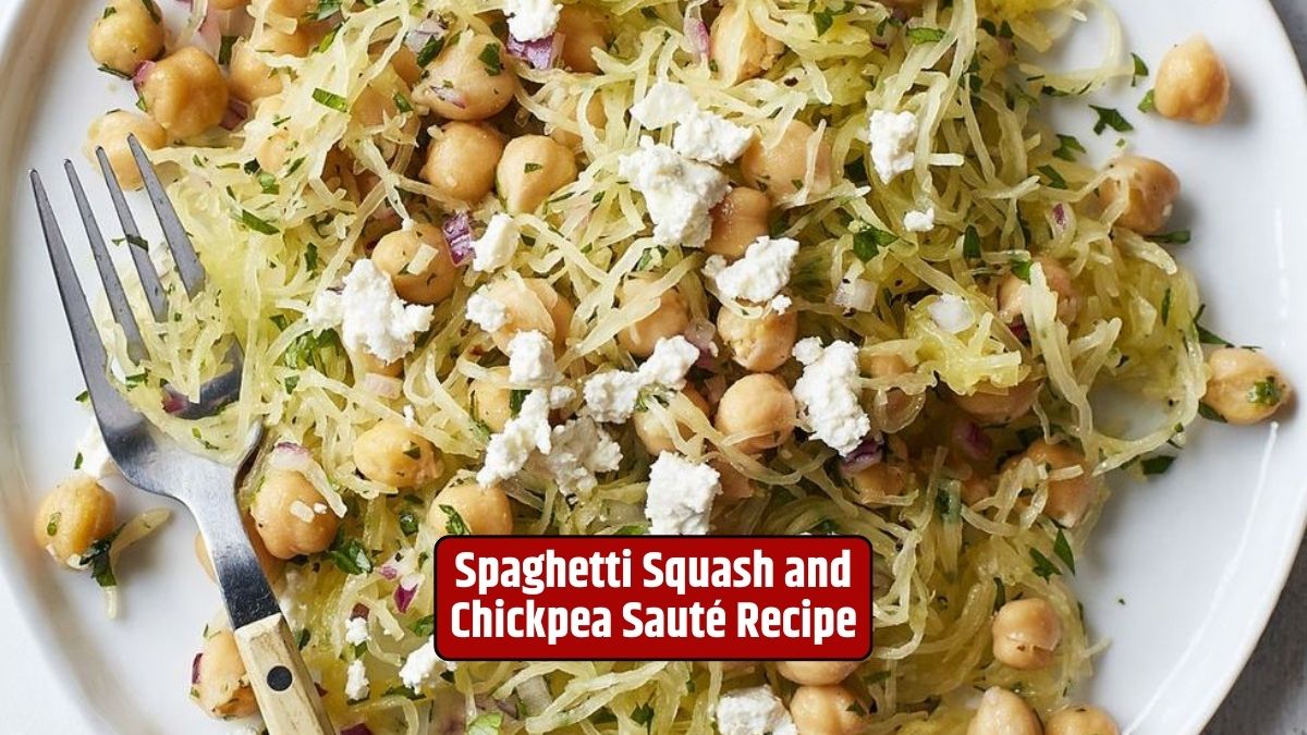 Spaghetti Squash and Chickpea Sauté Recipe, Healthy Meal, Chickpeas, Aromatic Spices, Fresh Herbs, Olive Oil, Vegan, Vegetarian,