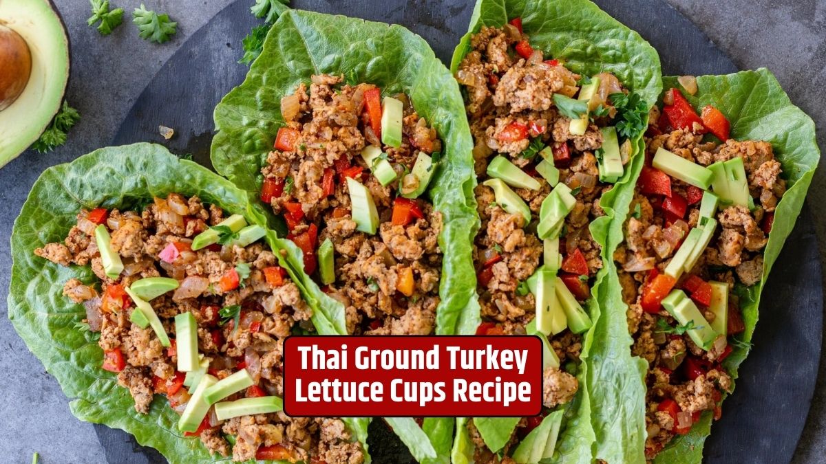 Thai Ground Turkey Lettuce Cups Recipe, Healthy Thai Cuisine, Ground Turkey, Lettuce Wraps, Thai Aromatics, Thai Basil, Chili Paste, Fresh Herbs,