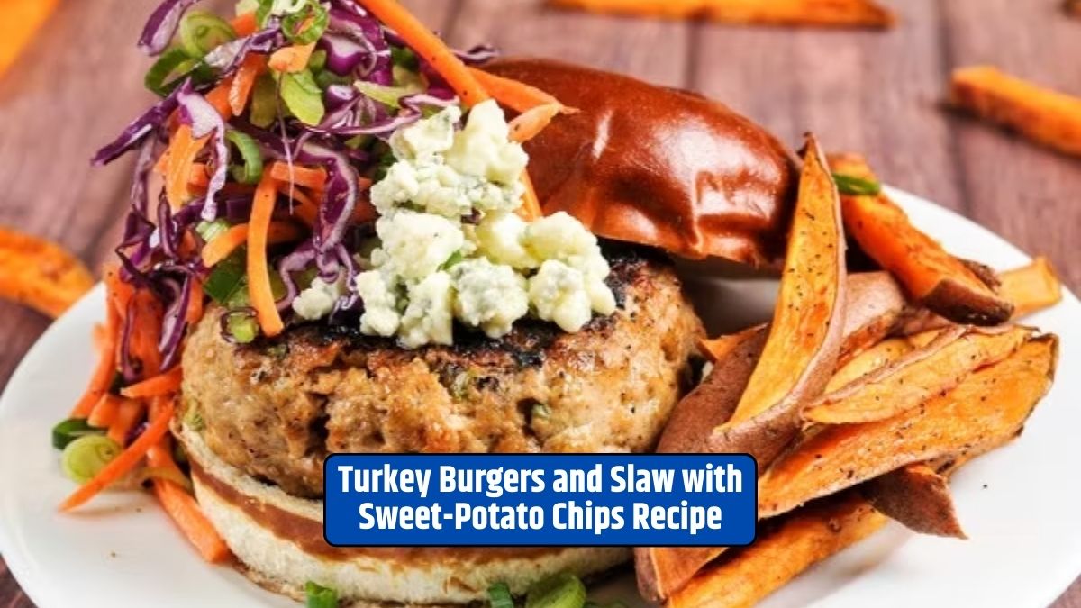 Turkey Burgers, Slaw, Sweet-Potato Chips, Healthy Recipes, Grilling, Culinary Delight,